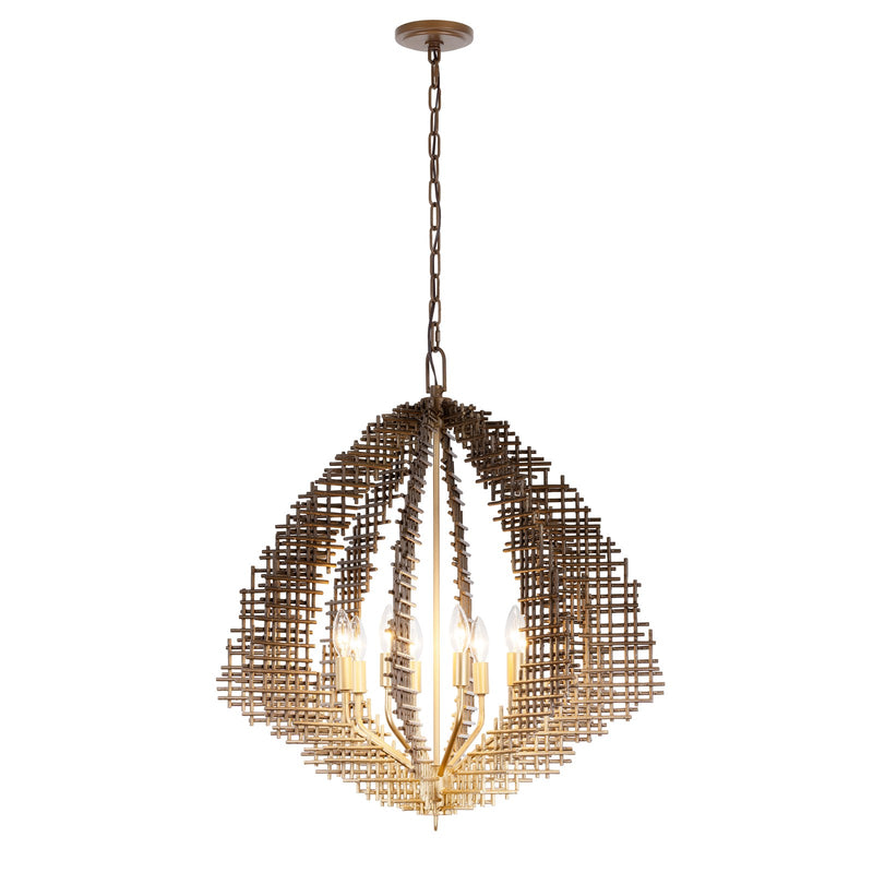 Varaluz Construct 8Lt Pendant, Dark Bronze/French Gold