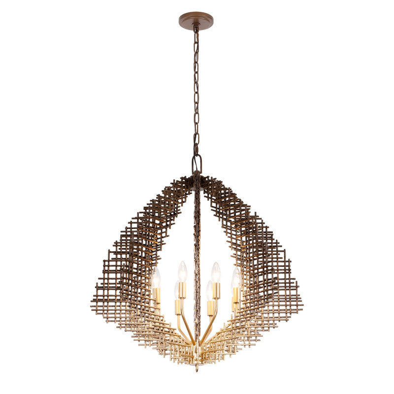 Varaluz Construct 8Lt Pendant, Dark Bronze/French Gold