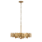 Varaluz Petal Reign 5 Light Pendant, Brass Kisser/Brass Kisser