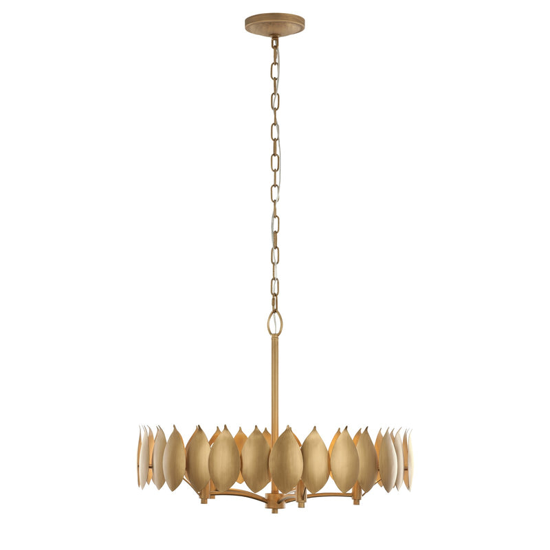 Varaluz Petal Reign 5 Light Pendant, Brass Kisser/Brass Kisser