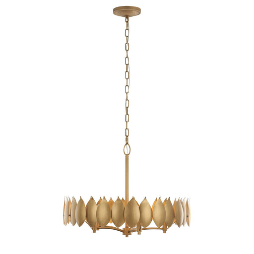 Varaluz Petal Reign 5 Light Pendant, Brass Kisser/Brass Kisser