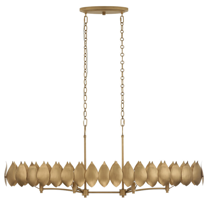 Varaluz Petal Reign 6 Light Pendant, Brass Kisser/Brass Kisser