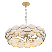 Varaluz High Tide 8 Light Pendant, French Gold/White