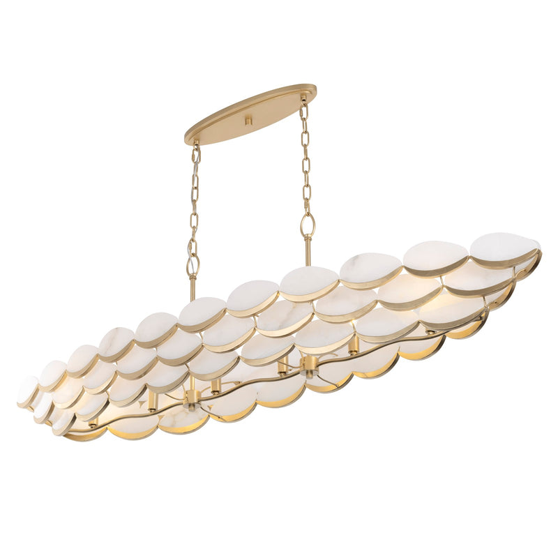 Varaluz High Tide 6 Light Pendant, French Gold/White