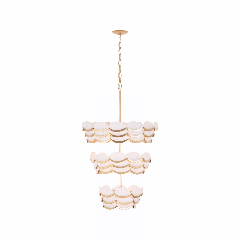 Varaluz High Tide 11 Light Pendant, French Gold/White