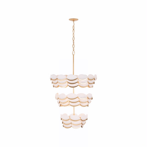 Varaluz High Tide 11 Light Pendant, French Gold/White