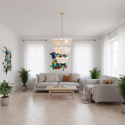 Varaluz High Tide 11 Light Pendant, French Gold/White