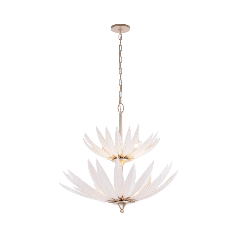 Varaluz Zanara 9 Light Pendant, Gold Dust/White
