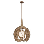 Varaluz Swaylo 1 Light 24"W Pendant, Hammered Ore/White