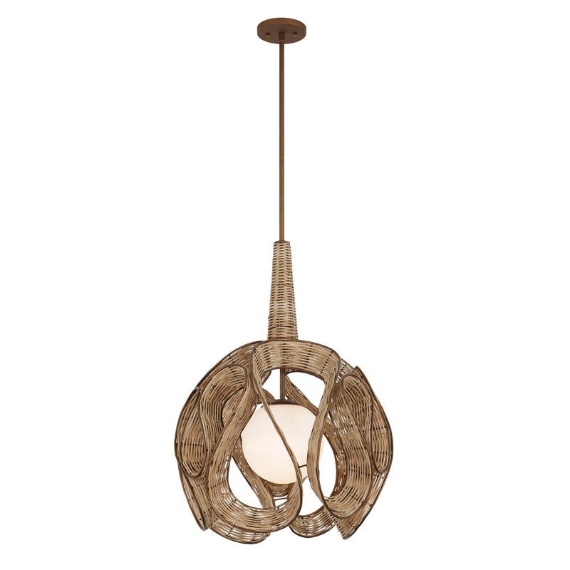 Varaluz Swaylo 1 Light 24"W Pendant, Hammered Ore/White
