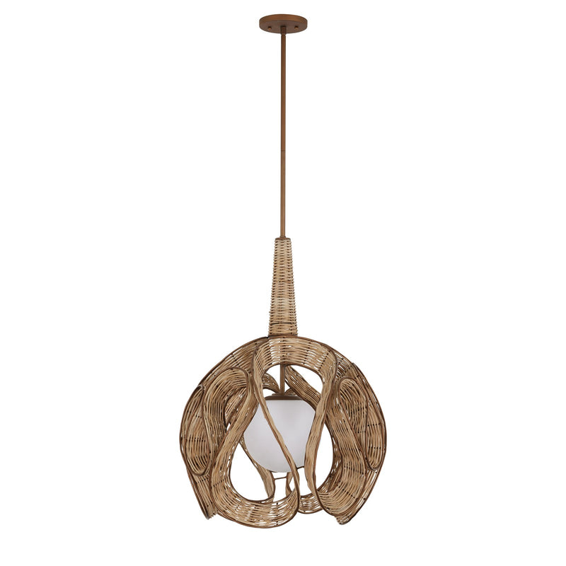 Varaluz Swaylo 1 Light 24"W Pendant, Hammered Ore/White