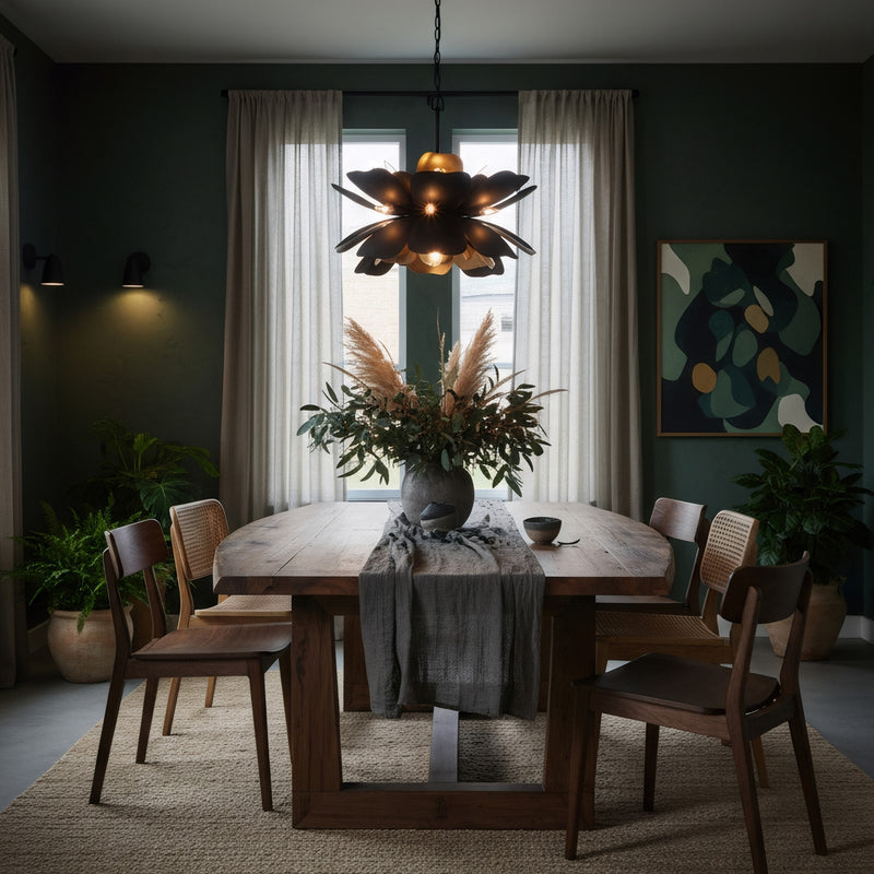 Varaluz Botanic Panic 13Lt 36"W Pendant, Dark Bronze/French Gold