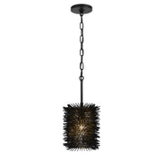 Varaluz Urchin 1 Light Cylinder Pendant, Black/Black
