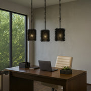 Varaluz Urchin 1 Light Cylinder Pendant, Black/Black