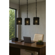 Varaluz Urchin 1 Light Cylinder Pendant, Black/Black