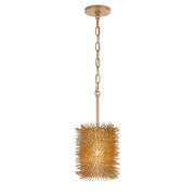 Varaluz Urchin 1 Light Cylinder Pendant, Gold/Gold