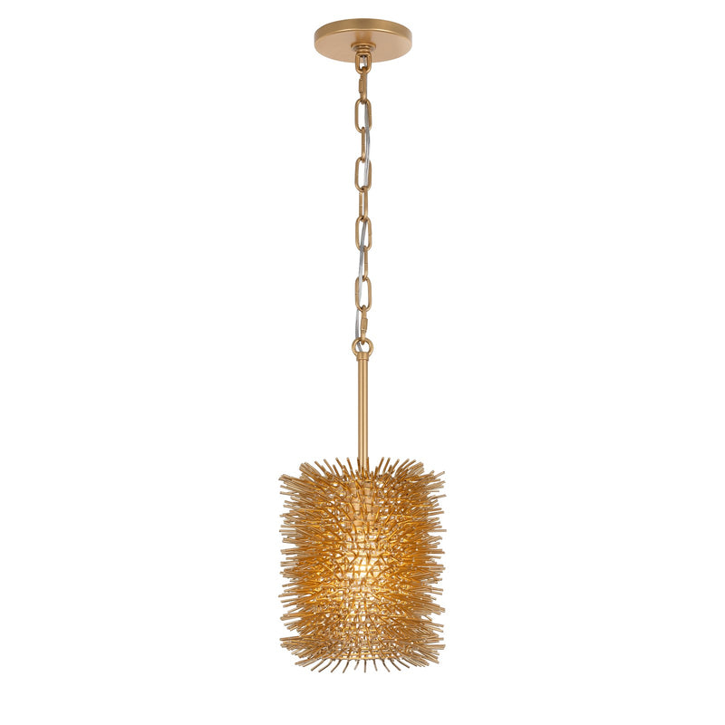 Varaluz Urchin 1 Light Cylinder Pendant, Gold/Gold