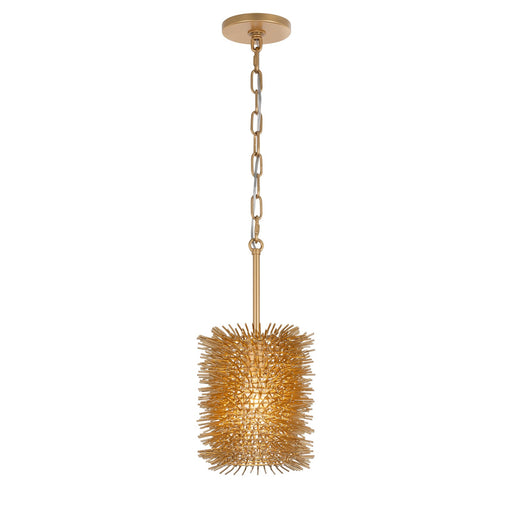 Varaluz Urchin 1 Light Cylinder Pendant, Gold/Gold