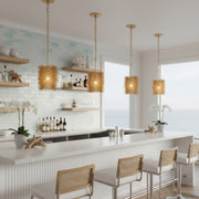 Varaluz Urchin 1 Light Cylinder Pendant, Gold/Gold