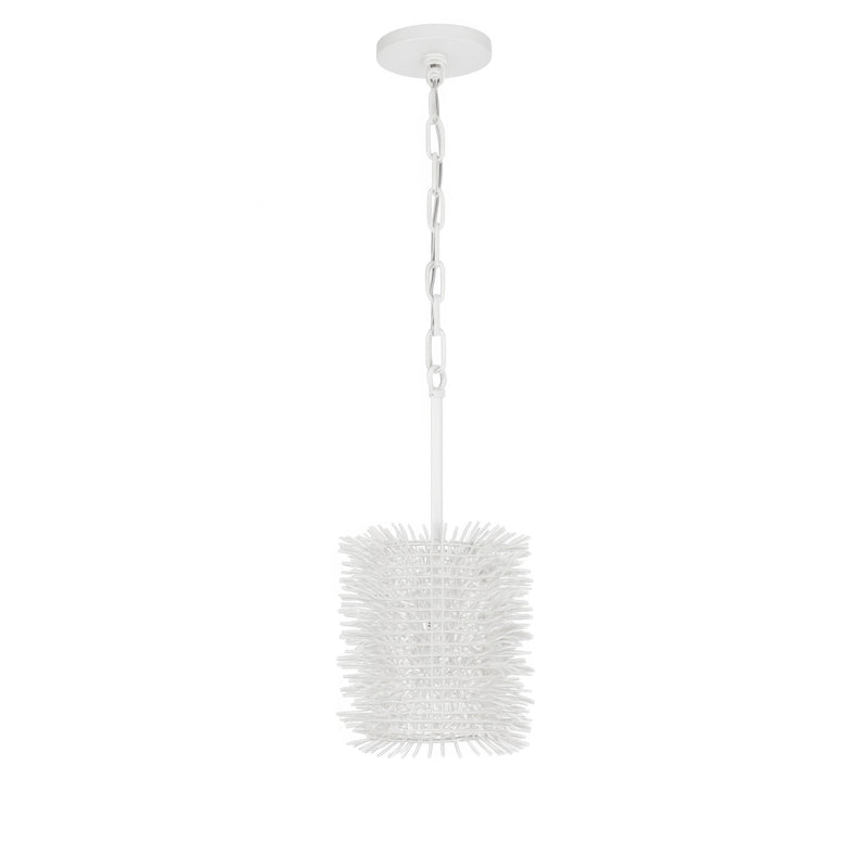 Varaluz Urchin 1 Light Cylinder Pendant, White/White