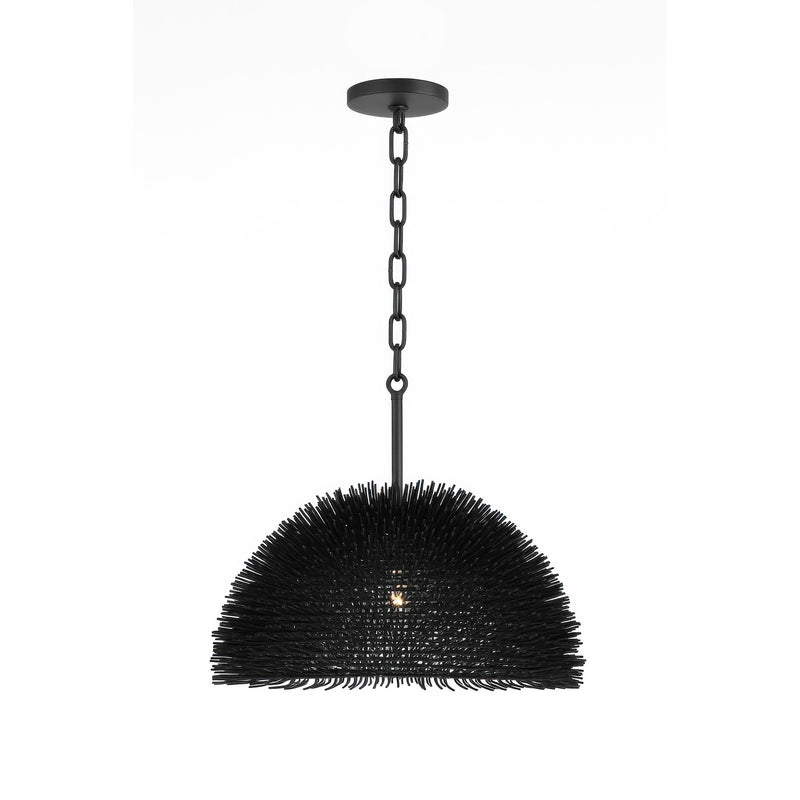 Varaluz Urchin 1 Light Dome Pendant, Black/Black