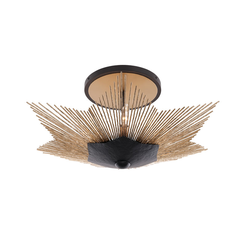 Varaluz Aristocrat 3 Light Semi-Flush, Dark Bronze/French Gold/Gold