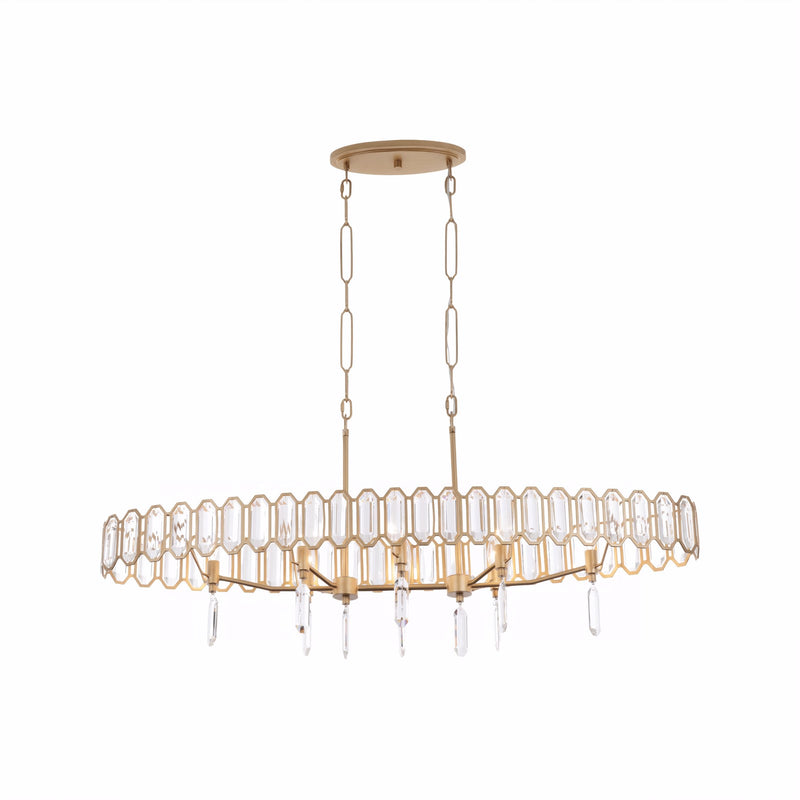 Varaluz Drama Club 8 Light Pendant, Brass Kisser/Clear