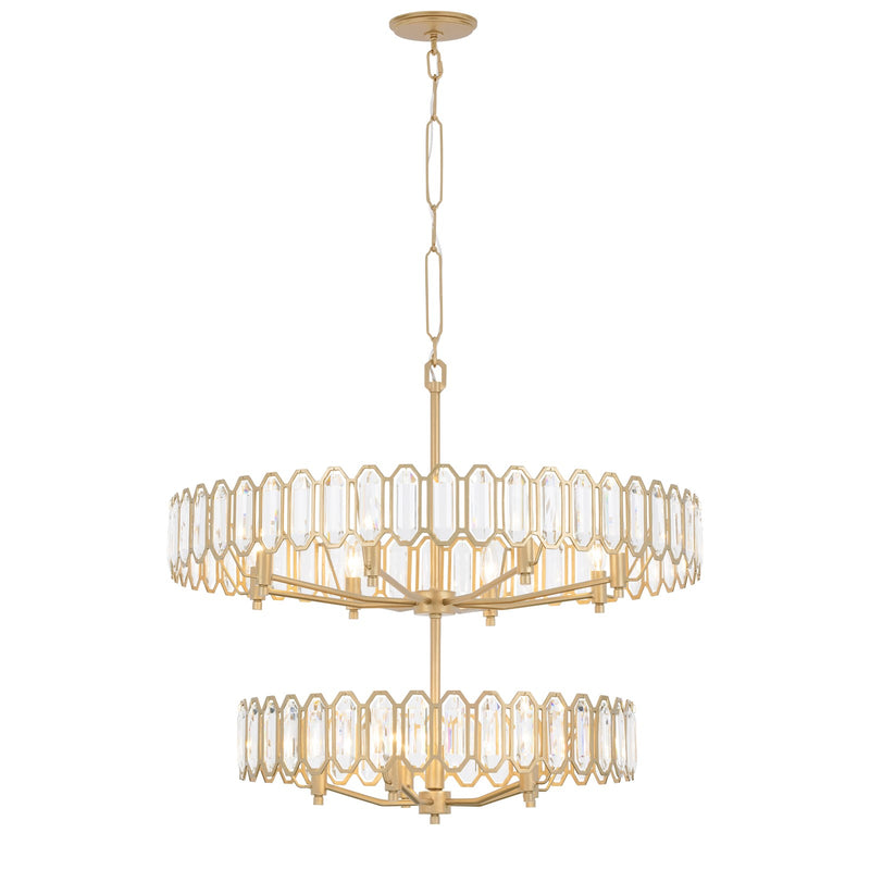 Varaluz Drama Club 13 Light Pendant, Brass Kisser/Clear