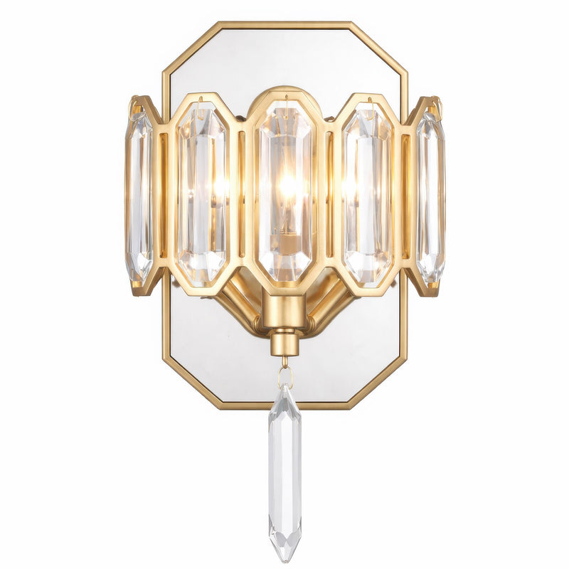Varaluz Drama Club 1 Light Wall Sconce, Brass Kisser/Clear