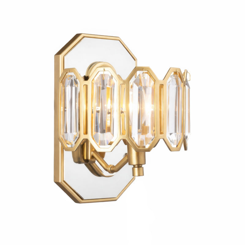 Varaluz Drama Club 1 Light Wall Sconce, Brass Kisser/Clear