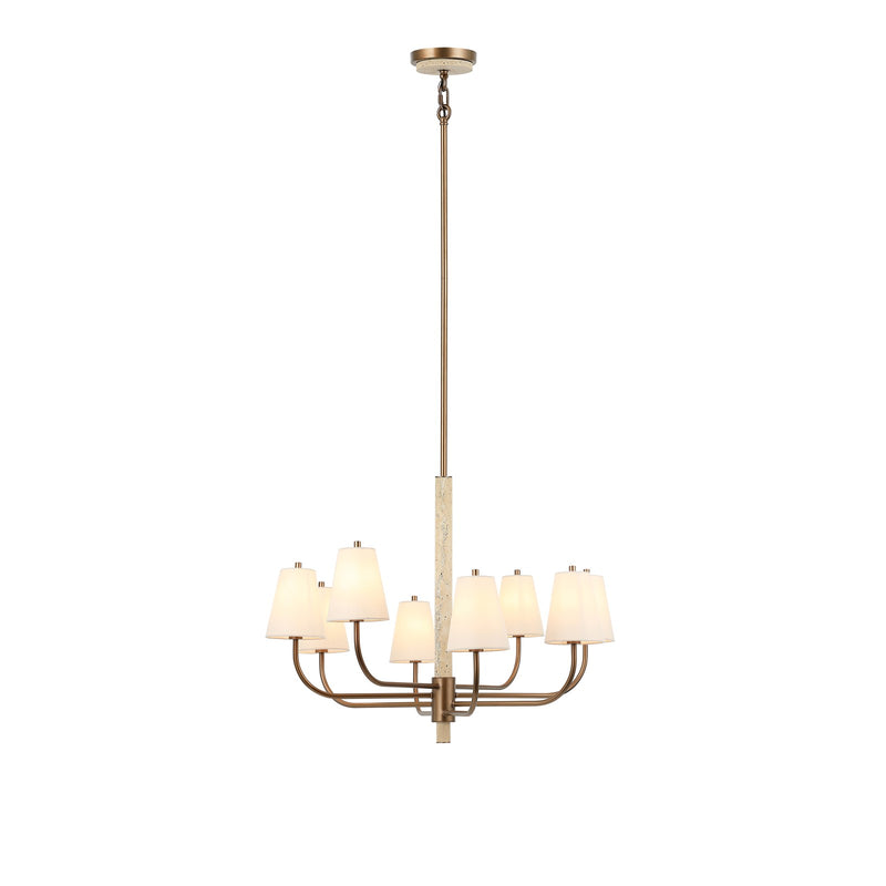 Varaluz Rockford 8 Light Chandelier, Brontourage/Travertine/Bone