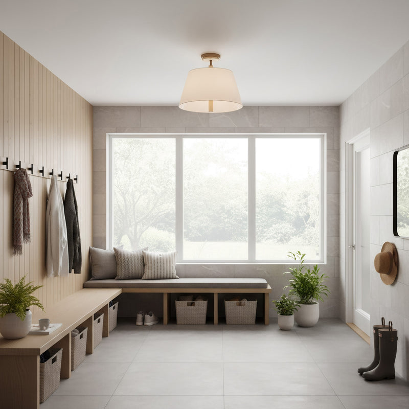 Varaluz Rockford 3 Light Semi-Flush, Brontourage/Travertine/Bone