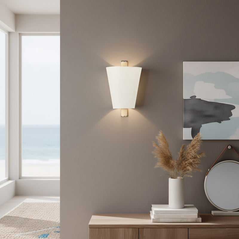 Varaluz Rockford 1 Light Wall Sconce, Brontourage/Travertine/Bone