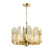 Varaluz Brass Tax 6 Light Chandelier, Satin Brass/Clear