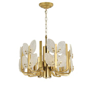 Varaluz Brass Tax 6 Light Chandelier, Satin Brass/Clear