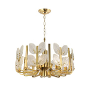 Varaluz Brass Tax 8 Light Chandelier, Satin Brass/Clear