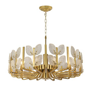 Varaluz Brass Tax 11 Light Chandelier, Satin Brass/Clear