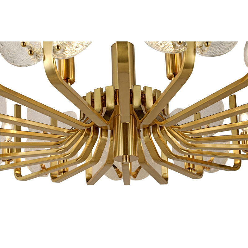 Varaluz Brass Tax 11 Light Chandelier, Satin Brass/Clear