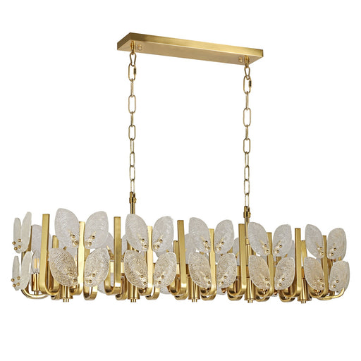 Varaluz Brass Tax 12 Light Chandelier, Satin Brass/Clear