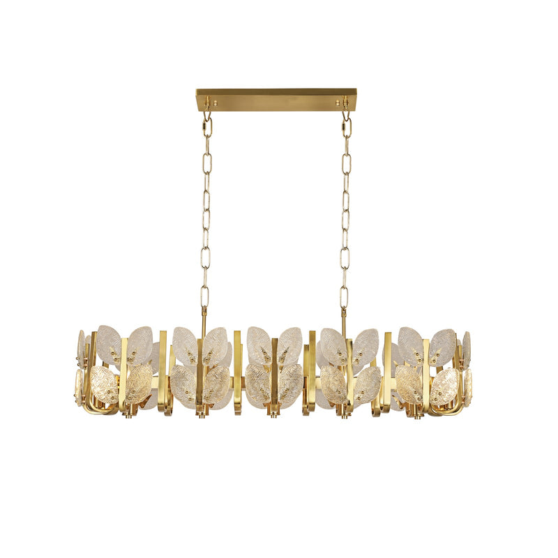 Varaluz Brass Tax 12 Light Chandelier, Satin Brass/Clear