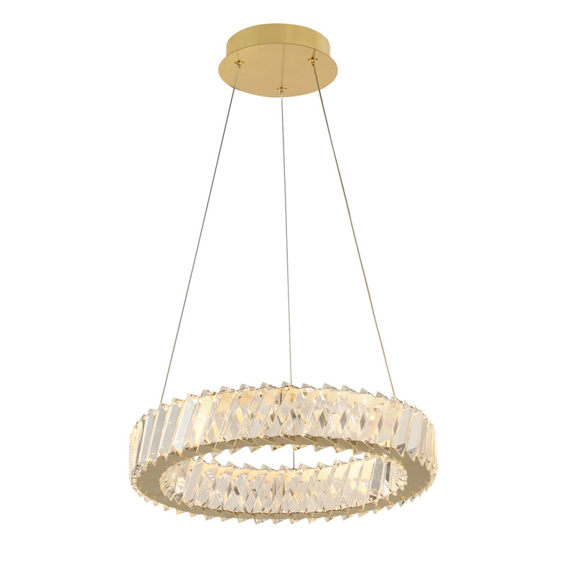 Varaluz Golden Ratio 1 Light 16"W Pendant, Satin Gold/Clear