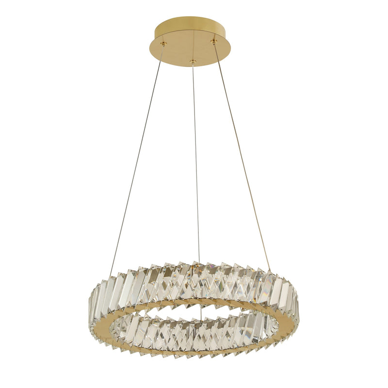 Varaluz Golden Ratio 1 Light 16"W Pendant, Satin Gold/Clear