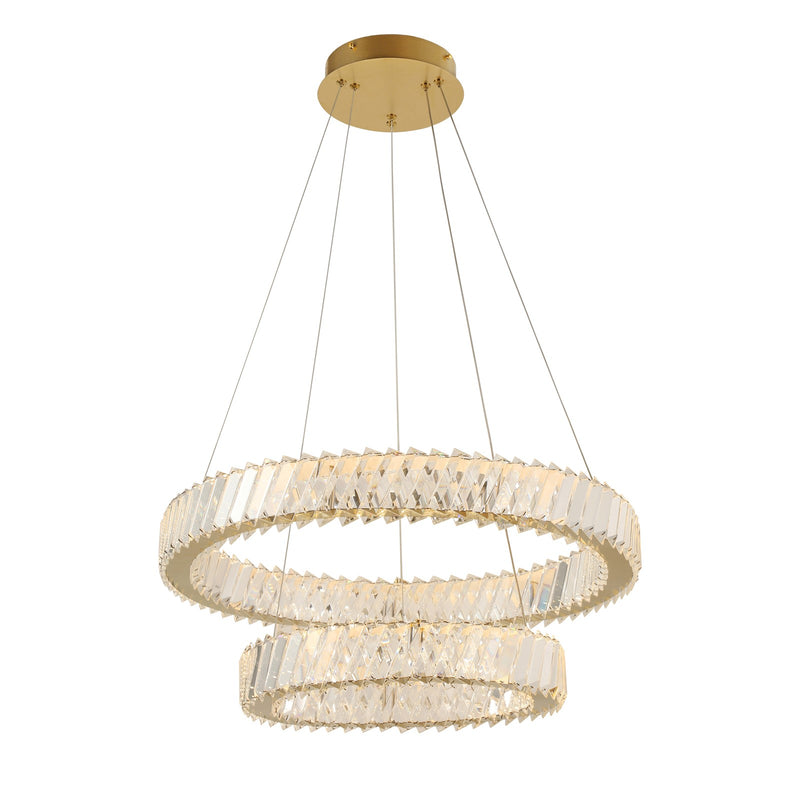 Varaluz Golden Ratio 2 Light Pendant, Satin Gold/Clear