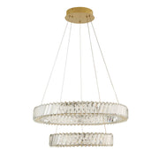 Varaluz Golden Ratio 2 Light Pendant, Satin Gold/Clear
