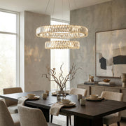 Varaluz Golden Ratio 2 Light Pendant, Satin Gold/Clear