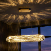 Varaluz Golden Ratio 1 Light LED Oval Pendant, Satin Gold/Clear