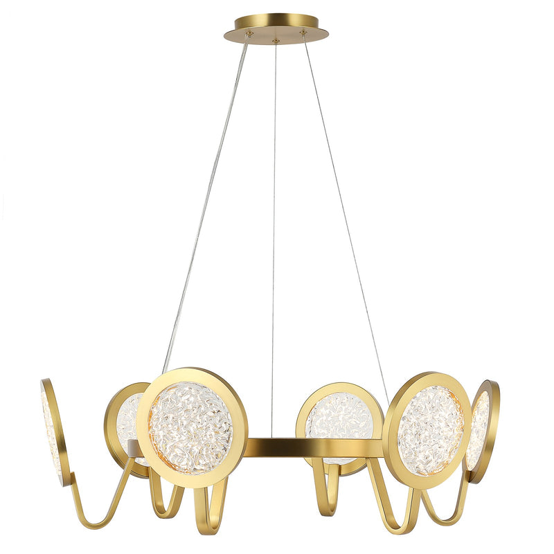 Varaluz Sherlock 6 Light Pendant, Satin Brass/Clear