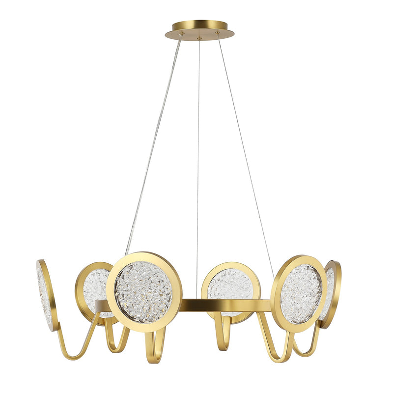 Varaluz Sherlock 6 Light Pendant, Satin Brass/Clear
