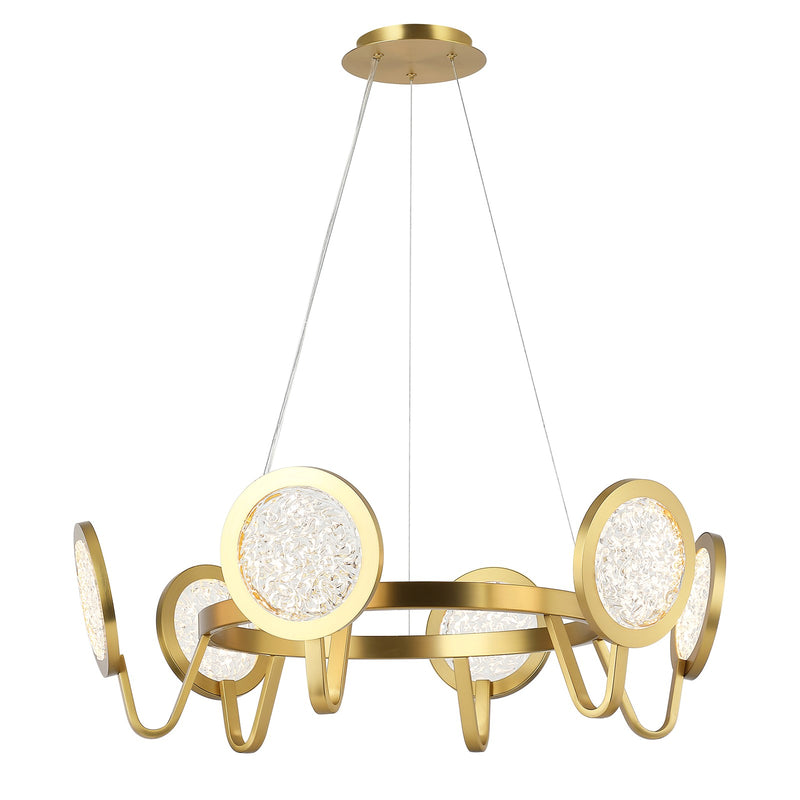 Varaluz Sherlock 6 Light Pendant, Satin Brass/Clear