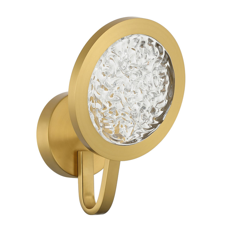 Varaluz Sherlock 1 Light Wall Sconce, Satin Brass/Clear